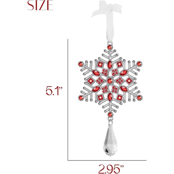 🆕Christmas Tree Ornaments Rhinestone Snowflake Hanging Pendant Charm Decorative - Picture 3 of 7